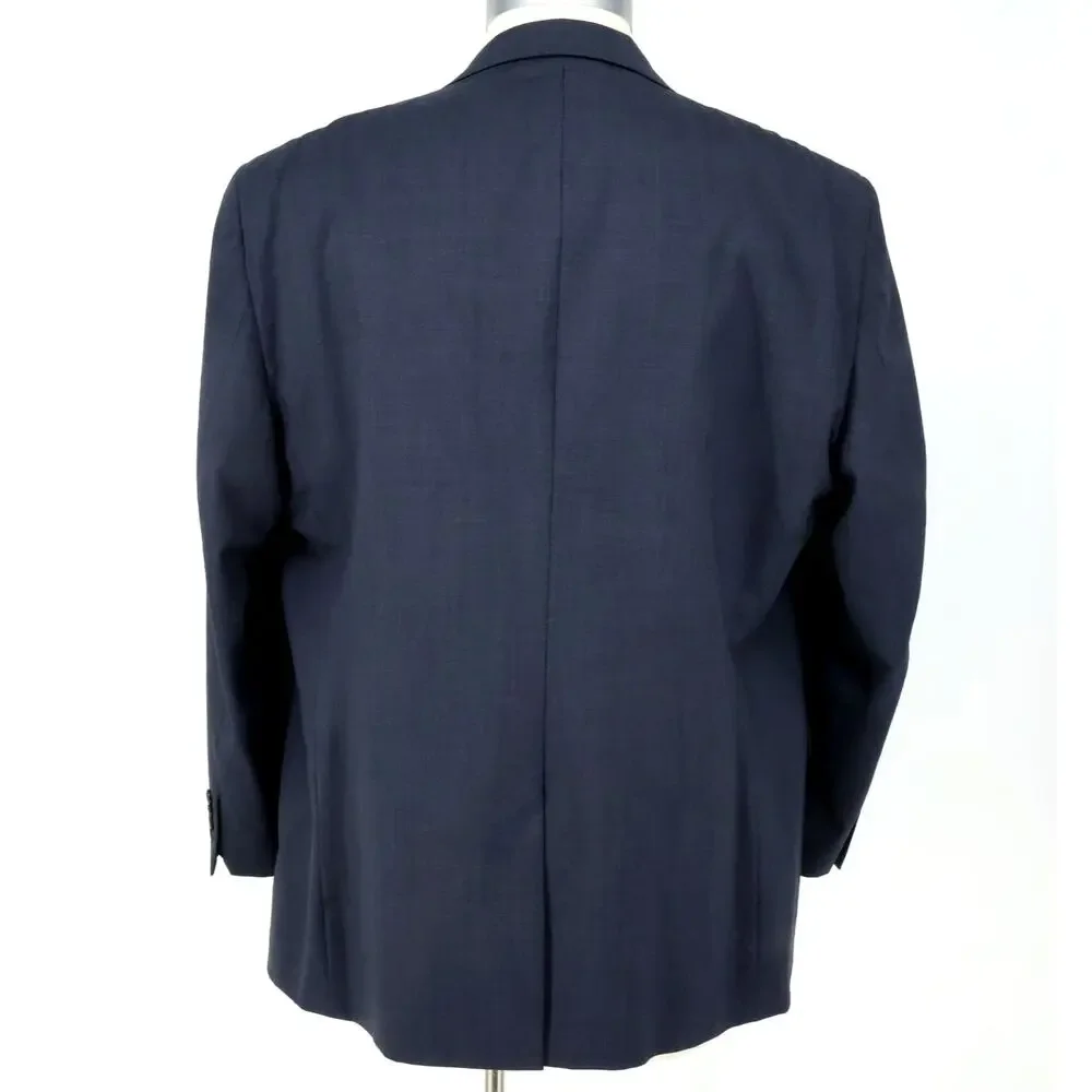 Jos A Bank Sport Coat Mens 50R Blue Wool Jacket Lined Blazer Micro Plaid Career